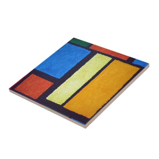 Mondrian Style Orange Green Blue Fuzzy Abstrakt Fliese (Seite)