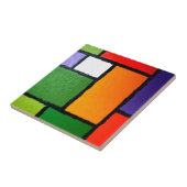 Mondrian Style Orange Green Blue Fuzzy Abstrakt Fliese (Seite)