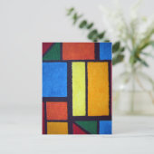 Mondrian Style Orange Green Blue Fuzzy Abstrakt Postkarte (Stehend Vorderseite)