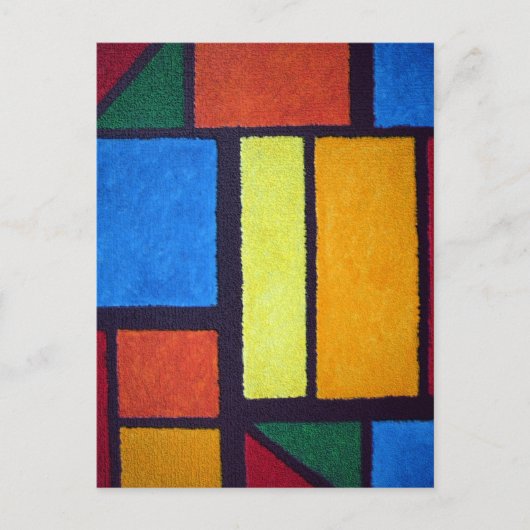 Mondrian Style Orange Green Blue Fuzzy Abstrakt Postkarte (Vorderseite)