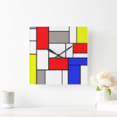 Mondrian style quadratische wanduhr (Zuhause)