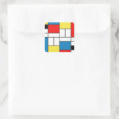 Mondrian Style Quadratischer Aufkleber (Tasche)