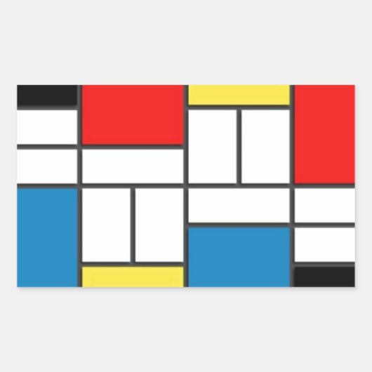 Mondrian Style Rechteckiger Aufkleber (Vorderseite)