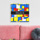 Mondrian Style Red Blue Yellow Black Name Monogram Leinwanddruck (Insitu (Wohnzimmer))