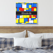 Mondrian Style Red Blue Yellow Black Name Monogram Leinwanddruck (Insitu (Schlafzimmer))