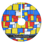 Mondrian Style Red Blue Yellow Black Name Monogram Polyester Weihnachtsbaumdecke (Vorderseite)