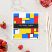 Mondrian Style Red Blue Yellow Black Name Monogram Serviette (Beispiel)