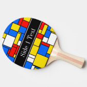 Mondrian Style Red Blue Yellow Black Name Monogram Tischtennis Schläger (Seitenansicht)