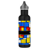 Mondrian Style Red Blue Yellow Black Name Monogram Trinkflasche (Links)