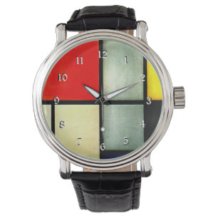 Mondrian - Tableau 3, berühmtes abstraktes Gemäl Armbanduhr