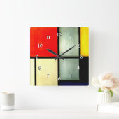 Mondrian - Tableau 3, berühmtes abstraktes Kunstwe Quadratische Wanduhr (Zuhause)