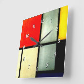 Mondrian - Tableau 3, berühmtes abstraktes Kunstwe Quadratische Wanduhr (Winkel)