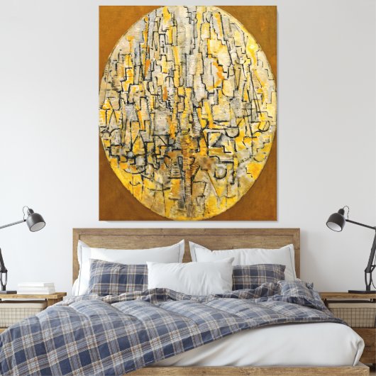 MONDRIAN - TABLEAU 3 COMP. in Oval (Bäume) - 1913 Leinwanddruck (Insitu (Schlafzimmer))