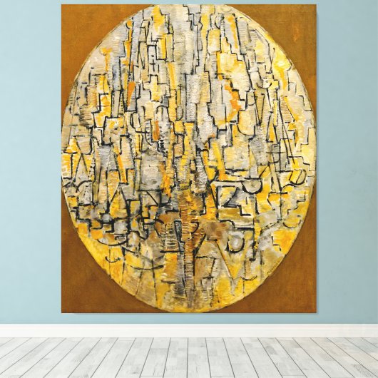 MONDRIAN - TABLEAU 3 COMP. in Oval (Bäume) - 1913 Leinwanddruck (Insitu (Holzboden))