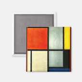 Mondrian - Tableau 3 mit orange, rot, gelb, Magnet (Vorderseite/Rückseite)