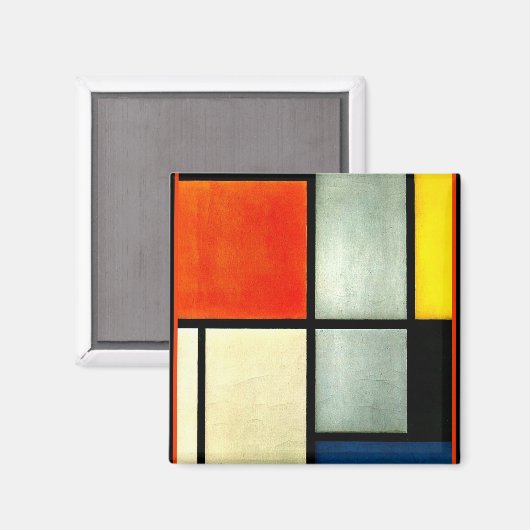 Mondrian - Tableau 3 mit orange, rot, gelb, Magnet (Vorderseite/Rückseite)