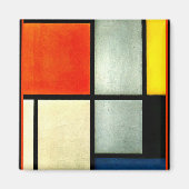 Mondrian - Tableau 3 mit orange, rot, gelb, Magnet (Vorne)