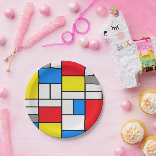 Mondrian Theme Elegante Platte Pappteller (Party)