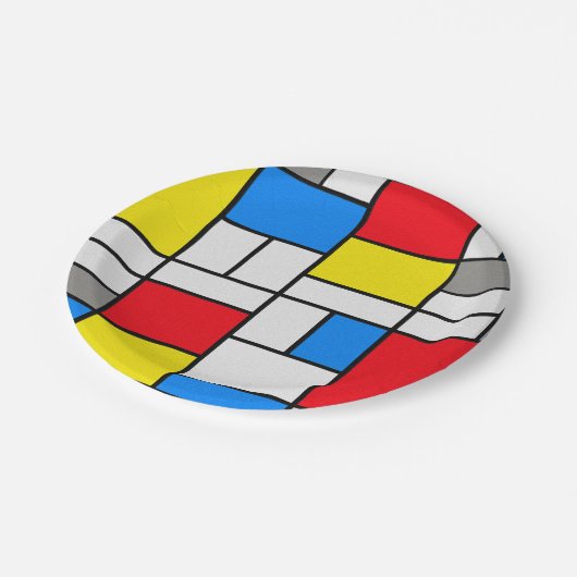 Mondrian Theme Elegante Platte Pappteller (Schrägansicht)