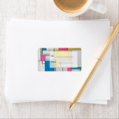 Mondrian Yellow Pink Blue Print Adressaufkleber (Insitu)