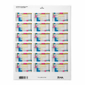 Mondrian Yellow Pink Blue Print Adressaufkleber (Vorne)