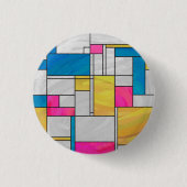 Mondrian Yellow Pink Blue Print Button (Vorderseite)