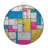 Mondrian Yellow Pink Blue Print Dartscheibe (vorne)