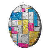 Mondrian Yellow Pink Blue Print Dartscheibe (Vorderseite rechts)