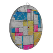 Mondrian Yellow Pink Blue Print Dartscheibe (Vorderseite Links)