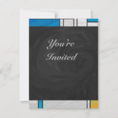 Mondrian Yellow Pink Blue Print Einladung (Vorderseite)