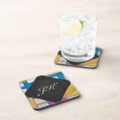 Mondrian Yellow Pink Blue Print Getränkeuntersetzer (Rechte Seite)