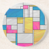 Mondrian Yellow Pink Blue Print Getränkeuntersetzer (Vorne)
