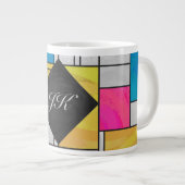 Mondrian Yellow Pink Blue Print Jumbo-Tasse (Vorderseite Rechts)