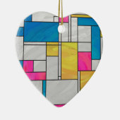 Mondrian Yellow Pink Blue Print Keramik Ornament (Rechts)