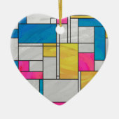Mondrian Yellow Pink Blue Print Keramik Ornament (Vorne)