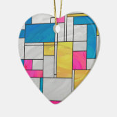 Mondrian Yellow Pink Blue Print Keramik Ornament (Links)