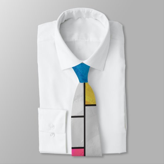 Mondrian Yellow Pink Blue Print Krawatte (Gebunden)