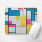 Mondrian Yellow Pink Blue Print Mousepad (Mit Mouse)