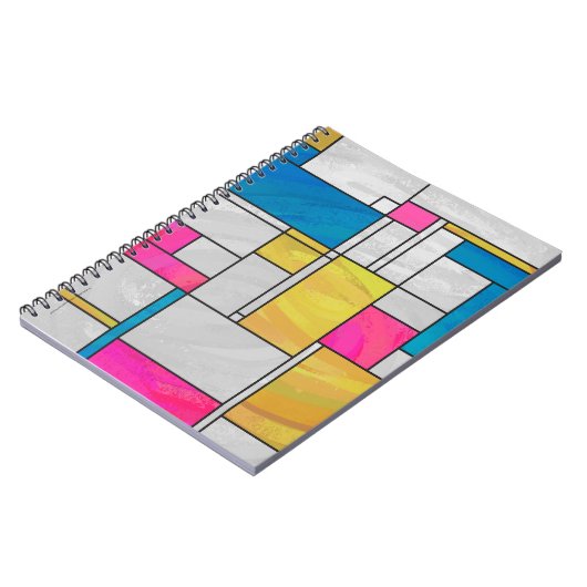 Mondrian Yellow Pink Blue Print Notizblock (Linke Seite)