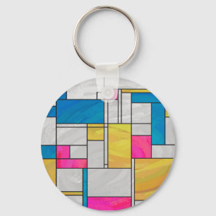 Mondrian Yellow Pink Blue Print Schlüsselanhänger