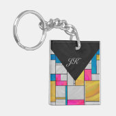 Mondrian Yellow Pink Blue Print Schlüsselanhänger (Vorderseite links)