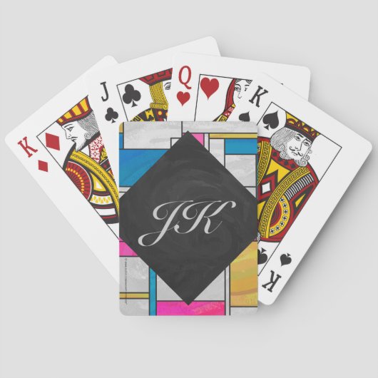 Mondrian Yellow Pink Blue Print Spielkarten (Rückseite)