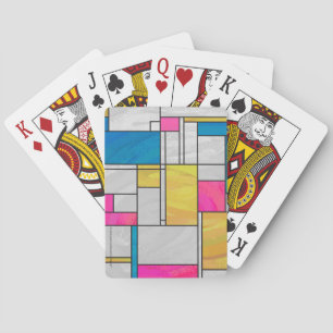 Mondrian Yellow Pink Blue Print Spielkarten