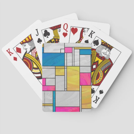 Mondrian Yellow Pink Blue Print Spielkarten (Rückseite)