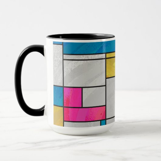 Mondrian Yellow Pink Blue Print Tasse (Links)