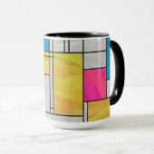 Mondrian Yellow Pink Blue Print Tasse (VorderseiteRechts)