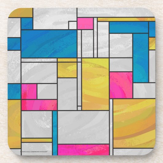 Mondrian Yellow Pink Blue Print Untersetzer (Vorderseite)