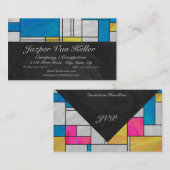 Mondrian Yellow Pink Blue Print Visitenkarte (Vorne/Hinten)