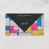 Mondrian Yellow Pink Blue Print Visitenkarte (Rückseite)