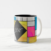 Mondrian Yellow Pink Blue Print Zweifarbige Tasse (VorderseiteRechts)